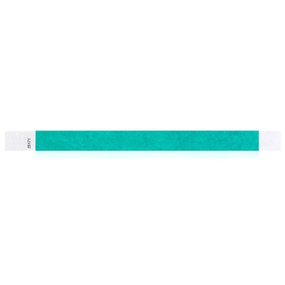 Caribbean blue solid tyvek wristband in flat 