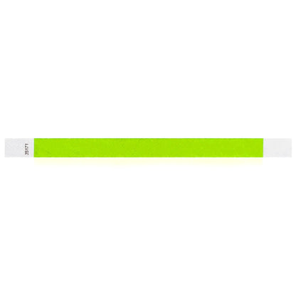 Lime Green solid tyvek wristband in flat 
