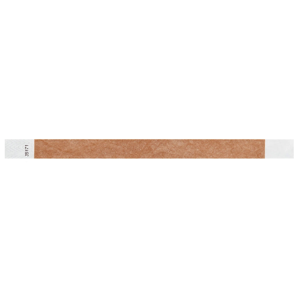 Mocha solid tyvek wristband in flat 