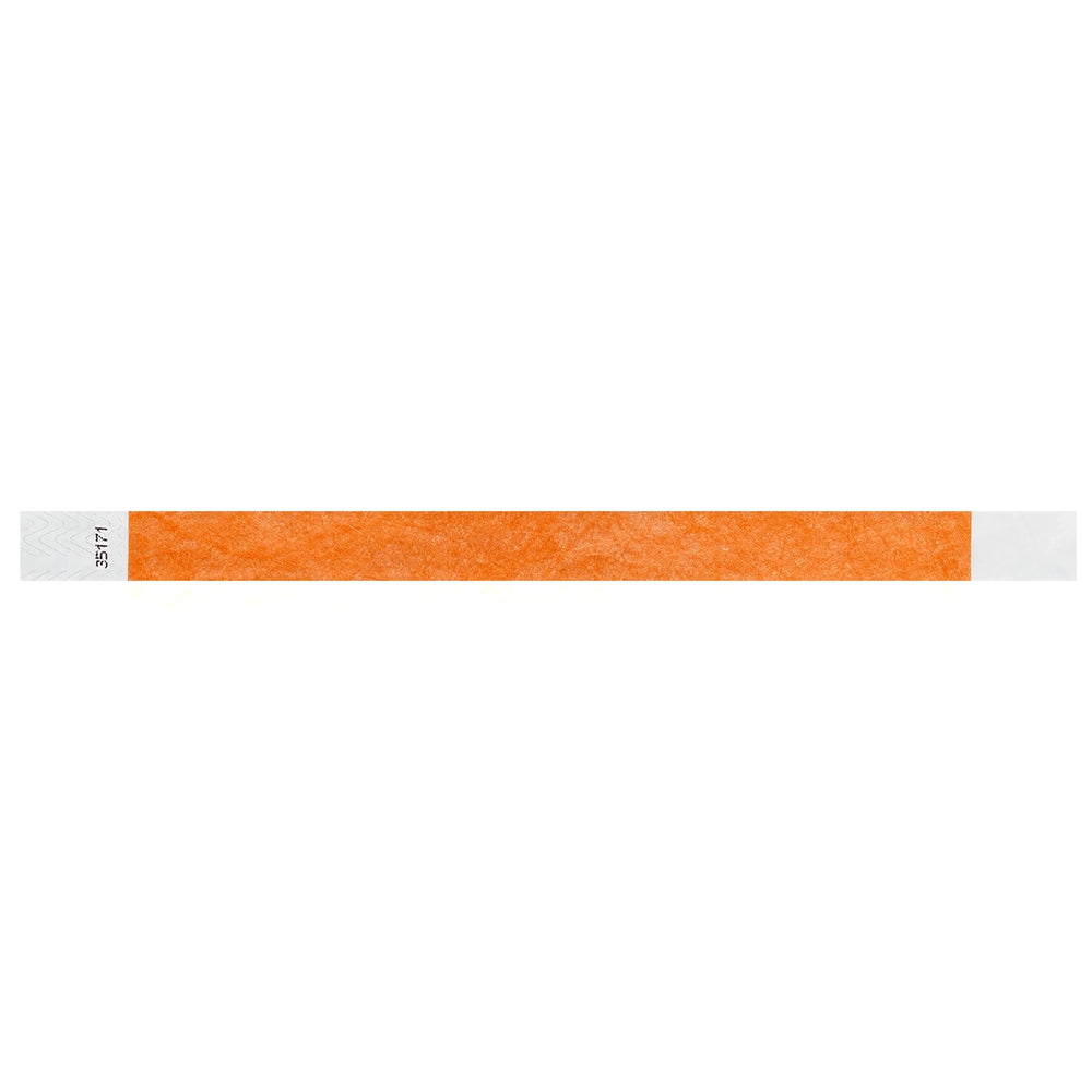 Neon orange solid tyvek wristband in flat 