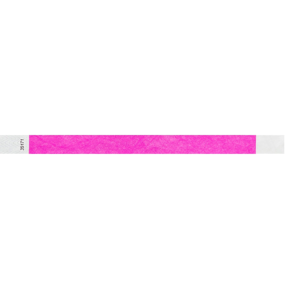 Neon pink solid tyvek wristband in flat 