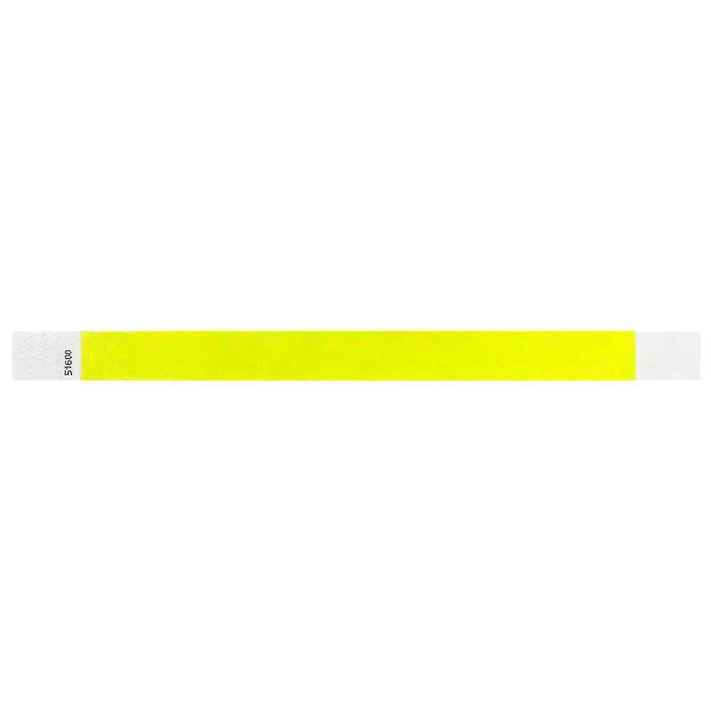 Neon yellow solid tyvek wristband in flat 