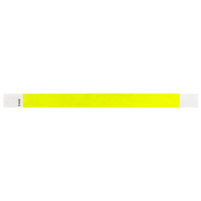 Neon yellow solid tyvek wristband in flat 