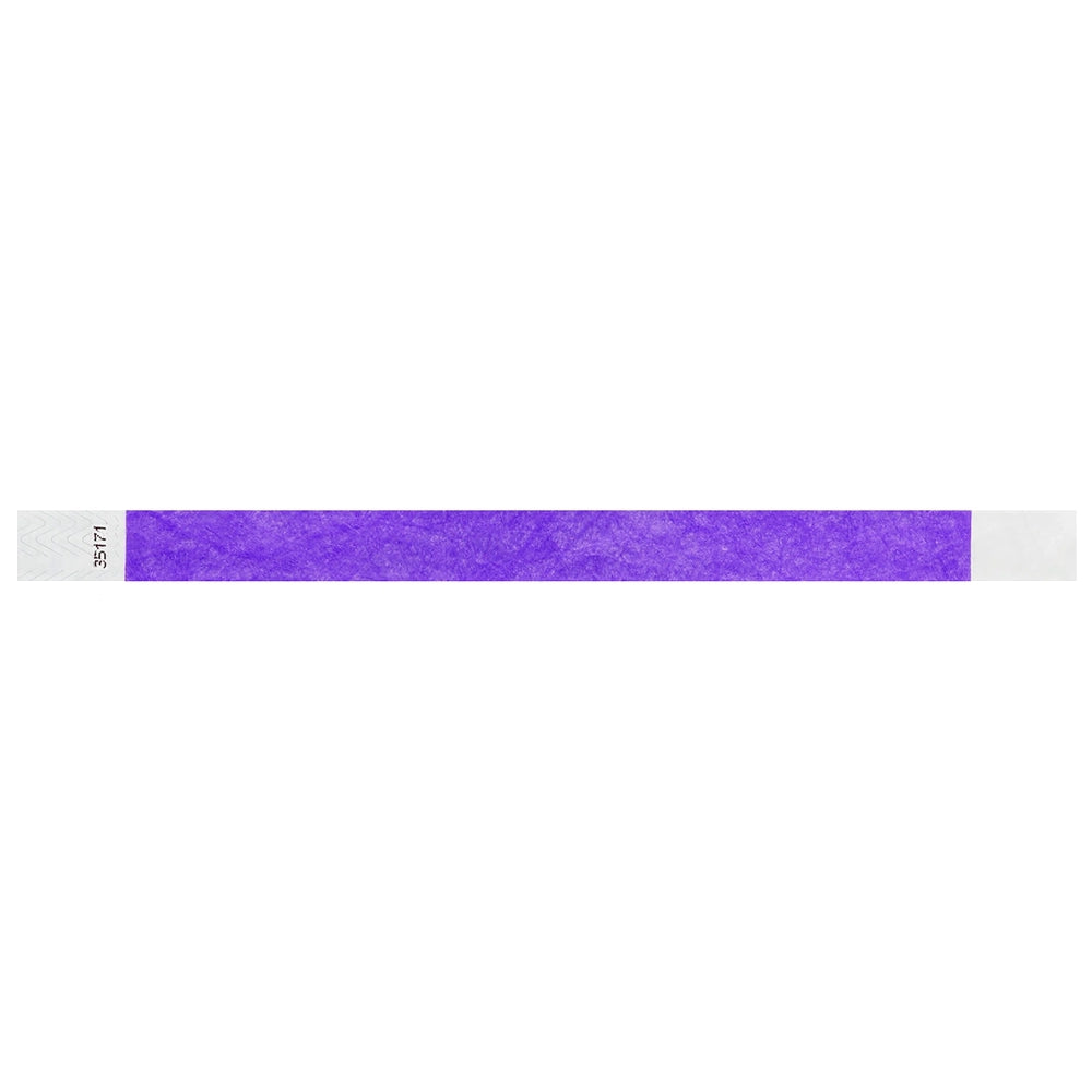 Purple solid tyvek wristband in flat 