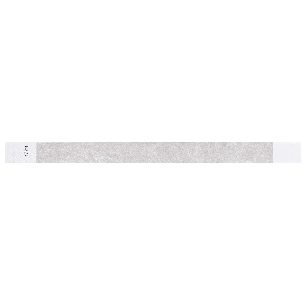 Silver solid tyvek wristband in flat 