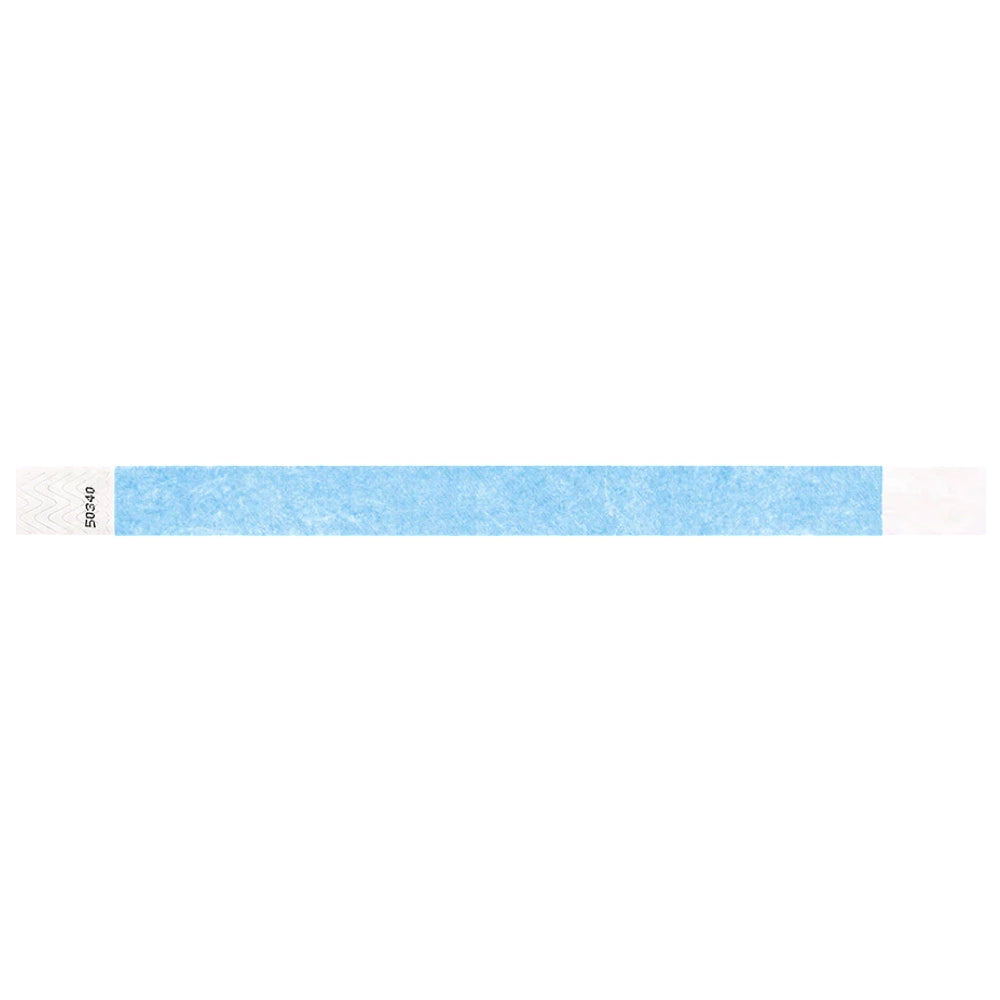 Sky blue solid tyvek wristband in flat 