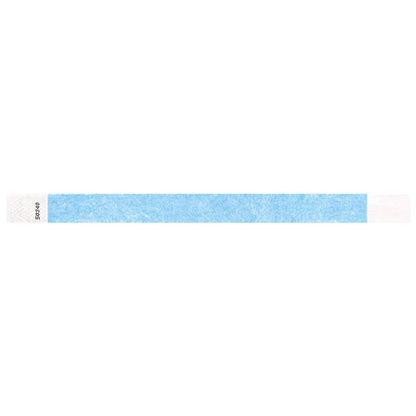 Sky blue solid tyvek wristband in flat 