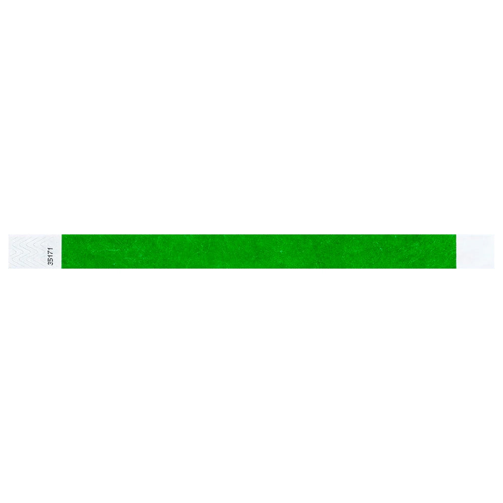 Kelly green solid tyvek wristband in flat