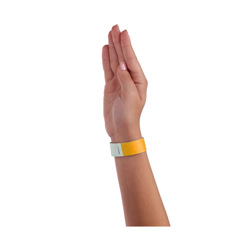 Golden rod solid tyvek wristband on wrist 