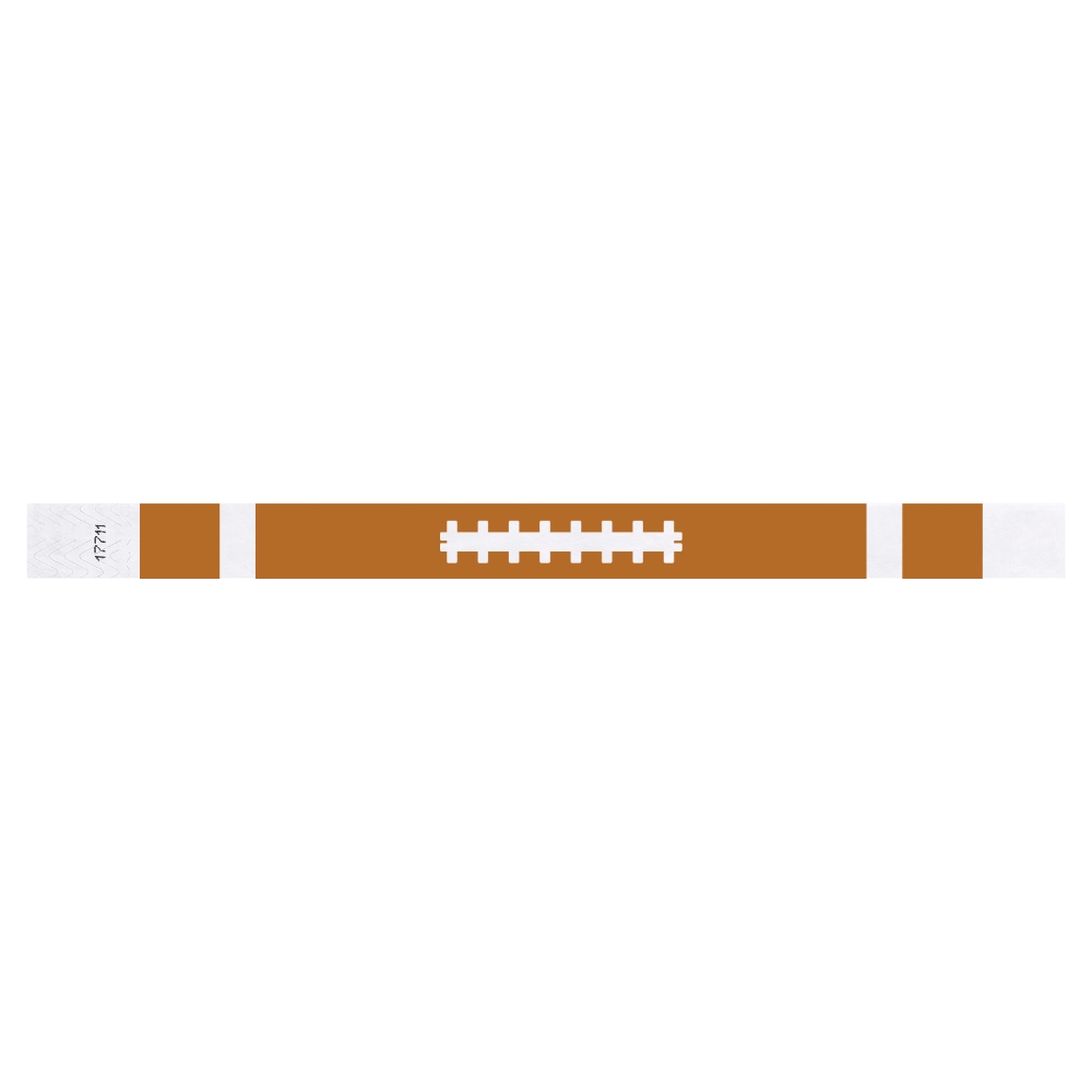 tyvbek 3/4" mocha wristband with white football stitching pattern