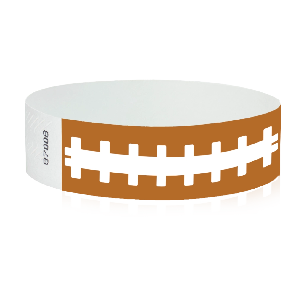 tyvbek 3/4" mocha wristband with white football stitching pattern