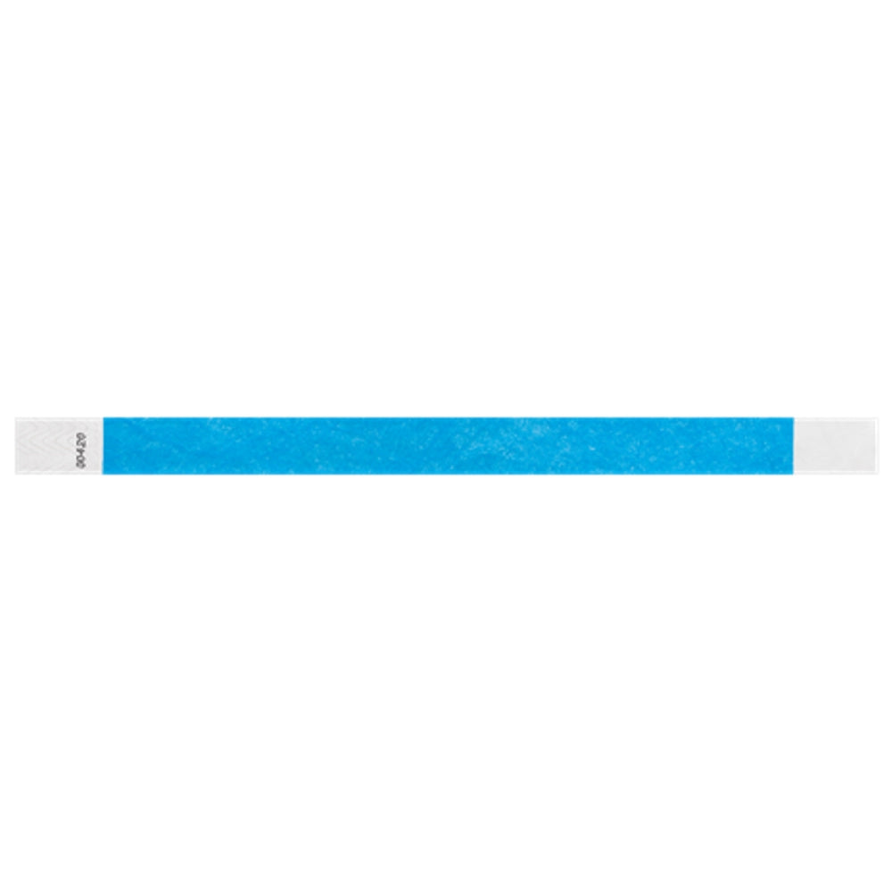 Neon Blue solid tyvek wristband in flat 