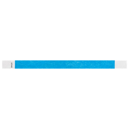 Neon Blue solid tyvek wristband in flat 