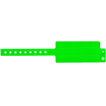 Vinyl wristband with 10 tabs in neon green - shown in flat 