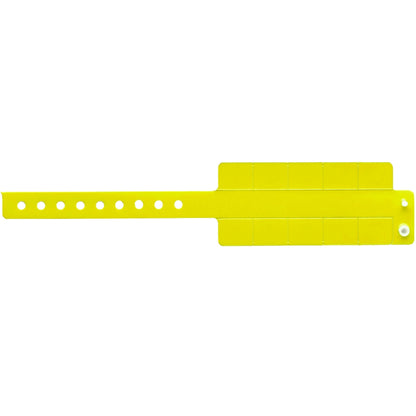 Vinyl wristband with 10 tabs in neon yellow - shown in flat 