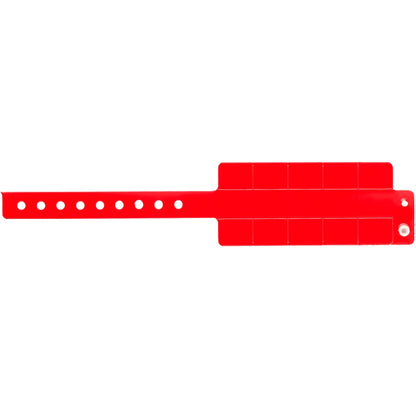 Vinyl wristband with 10 tabs in neon red - shown in flat 