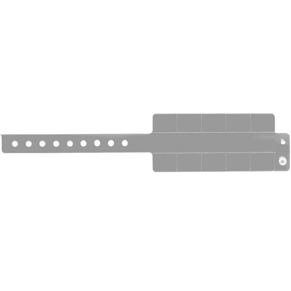 Vinyl wristband with 10 tabs in silver - shown in flat 