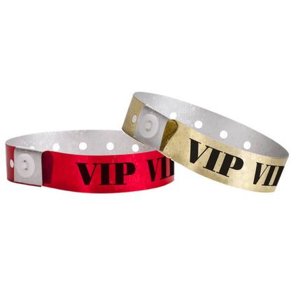 Vip holographic Wristband shown in red and gold