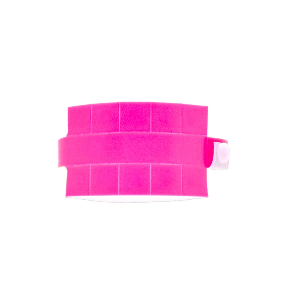 Vinyl wristband with 10 tabs in neon pink - shown in round 