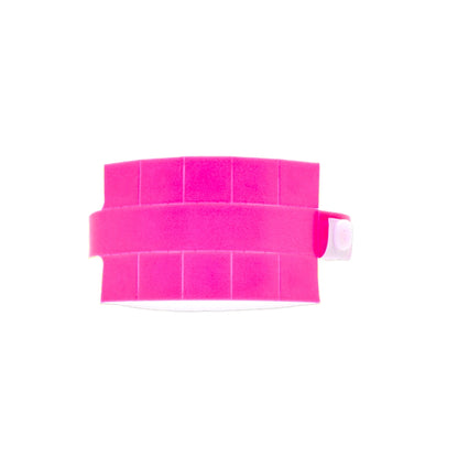 Vinyl wristband with 10 tabs in neon pink - shown in round 