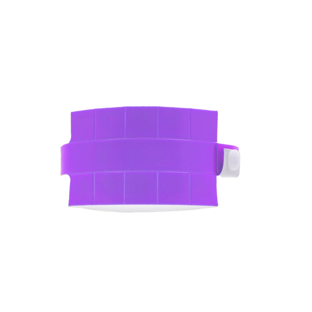 Vinyl wristband with 10 tabs in neon purple - shown in round 
