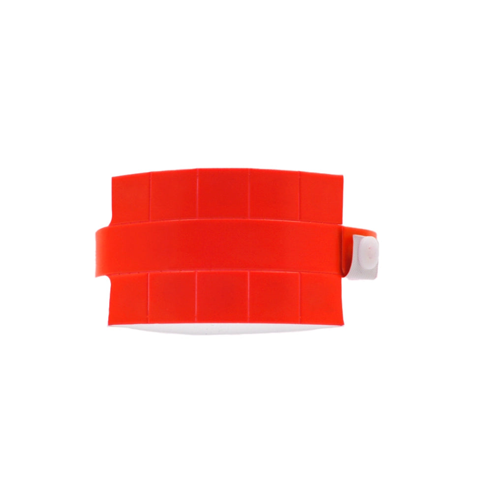 Vinyl wristband with 10 tabs in neon red - shown in round 
