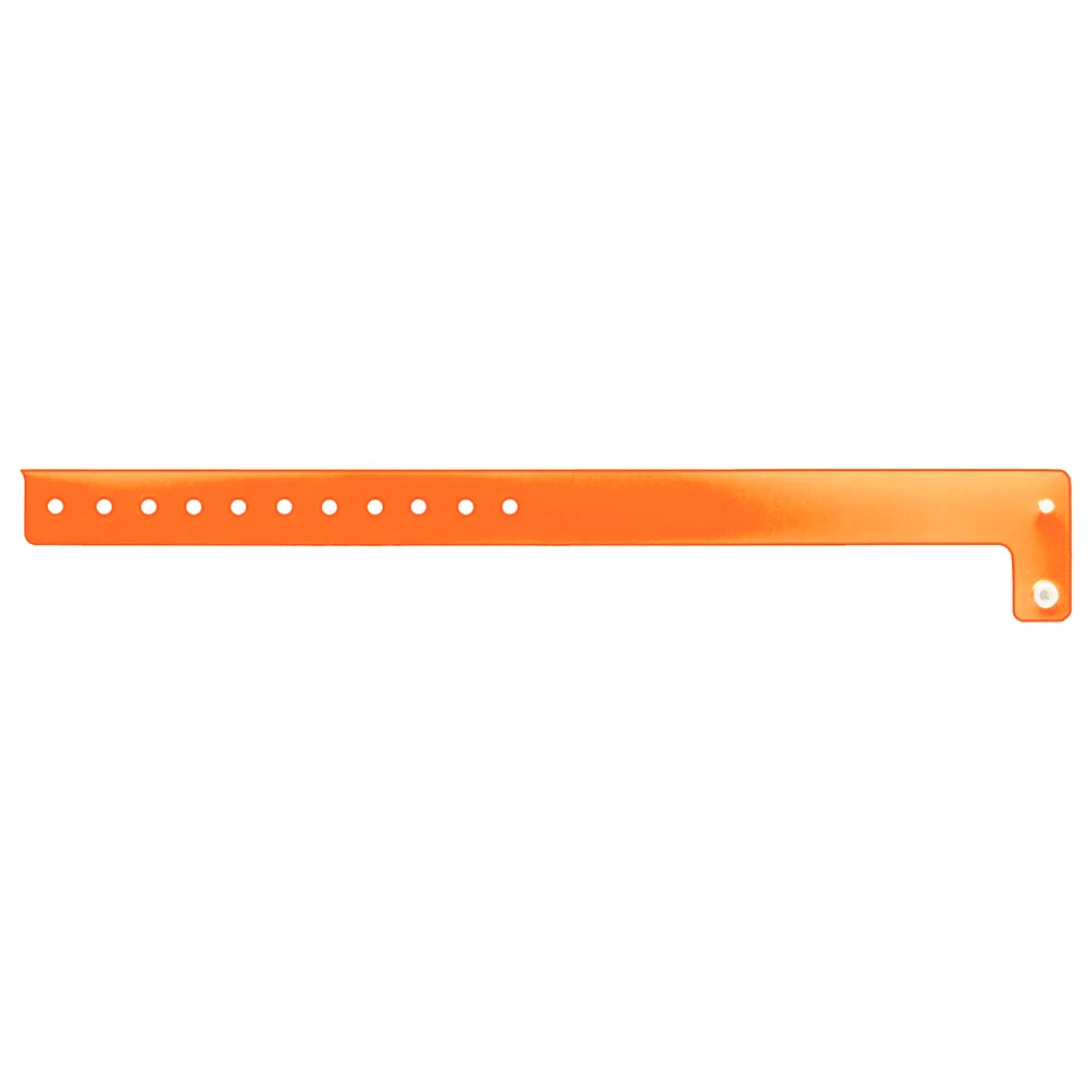 vinyl edge glow wristband in orange - shown in flat 