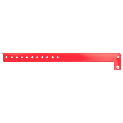 vinyl edge glow wristband in red - shown in flat 
