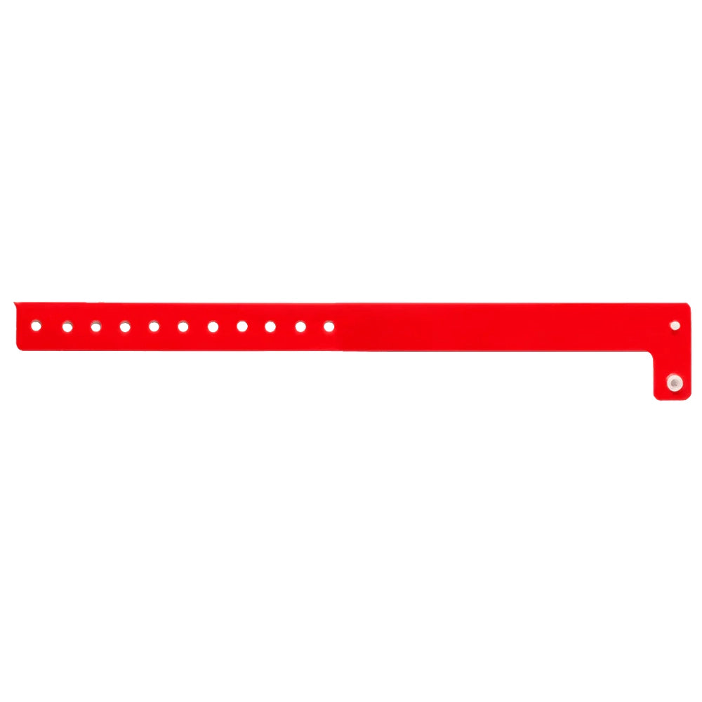 vinyl regular wristband in neon red - shown in flat