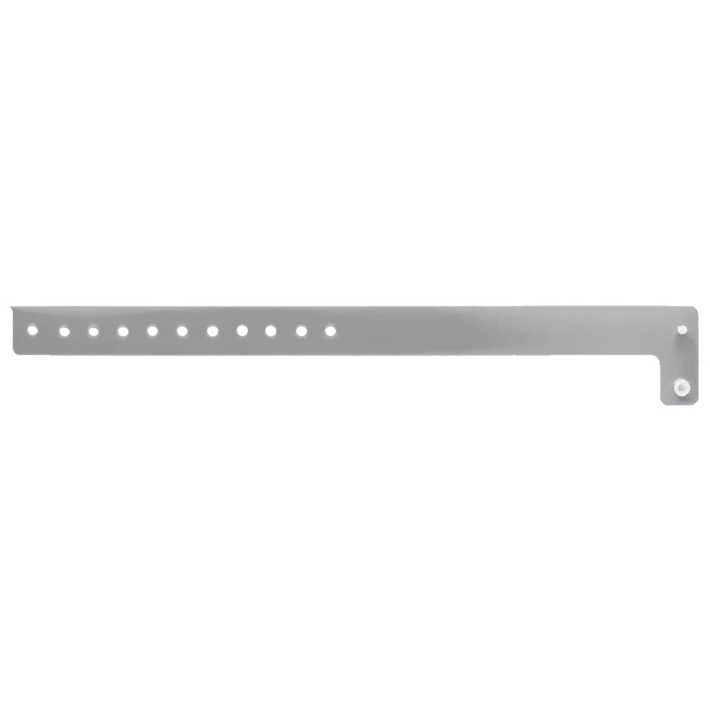 vinyl regular wristband in silver - shown in flat
