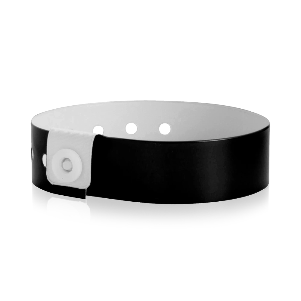 vinyl regular wristband in black - shown in round