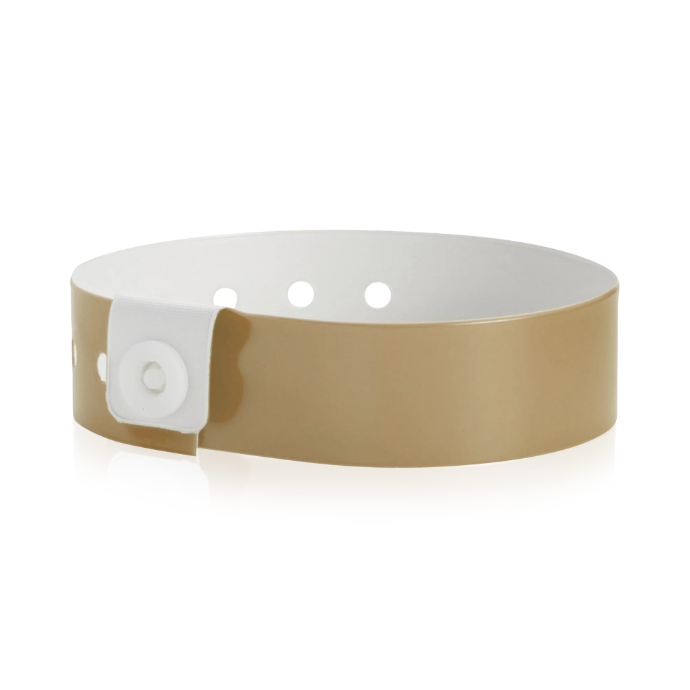 vinyl regular wristband in gold - shown in round