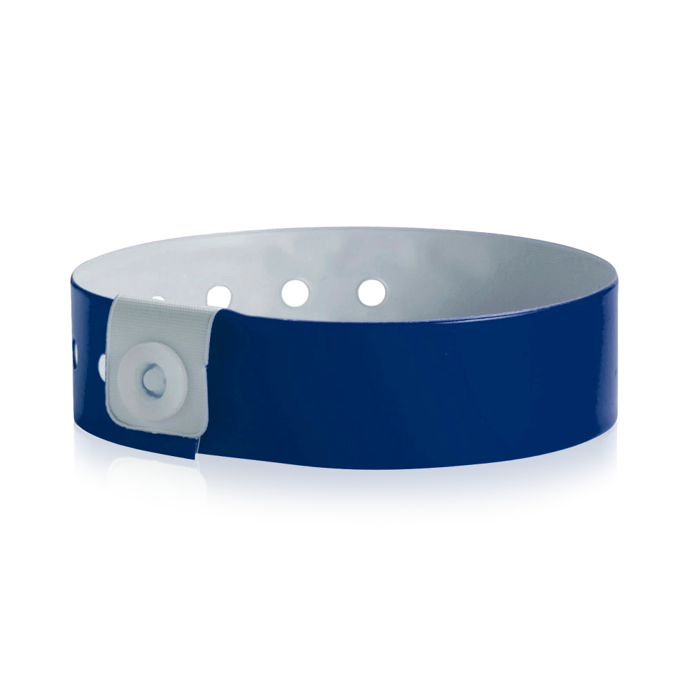 vinyl regular wristband in navy blue - shown in round