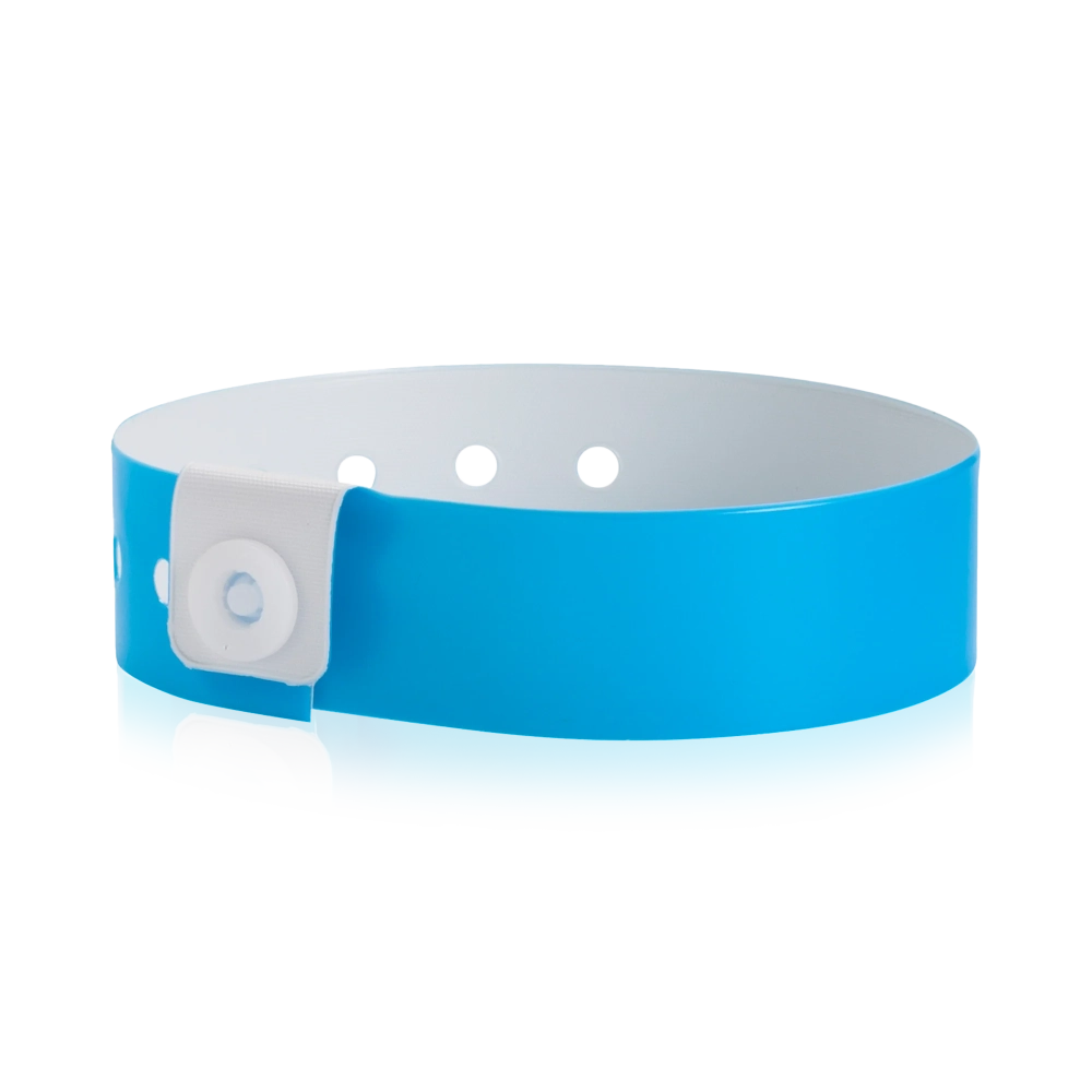 vinyl regular wristband in neon blue - shown in round