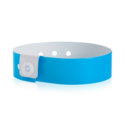 vinyl regular wristband in neon blue - shown in round