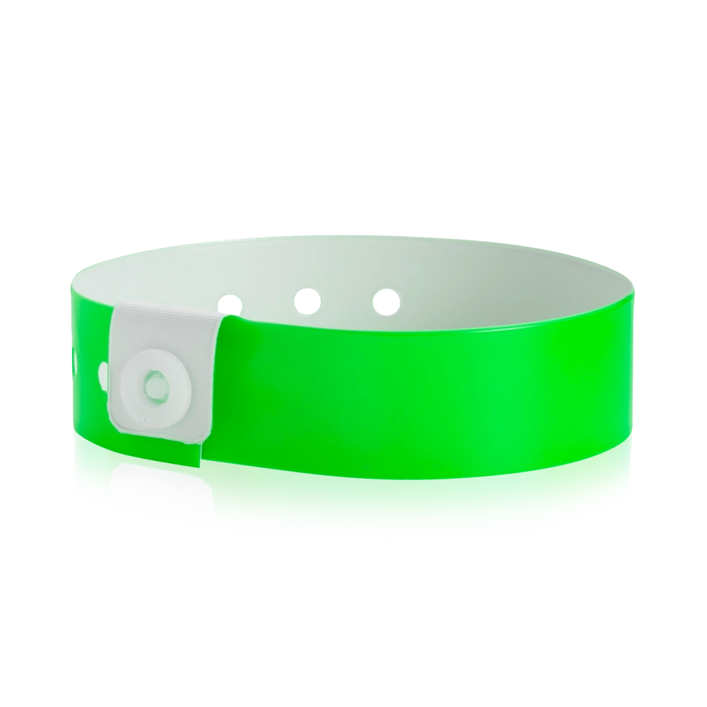 vinyl regular wristband in neon green - shown in round