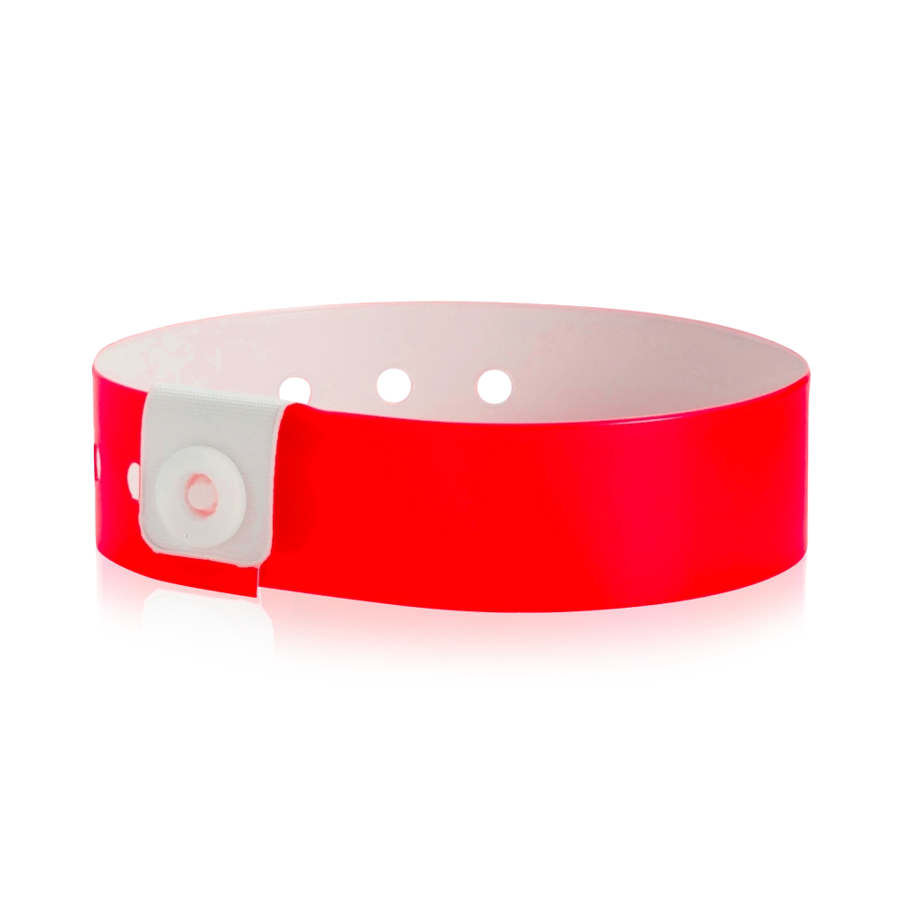 vinyl regular wristband in neon red - shown in round
