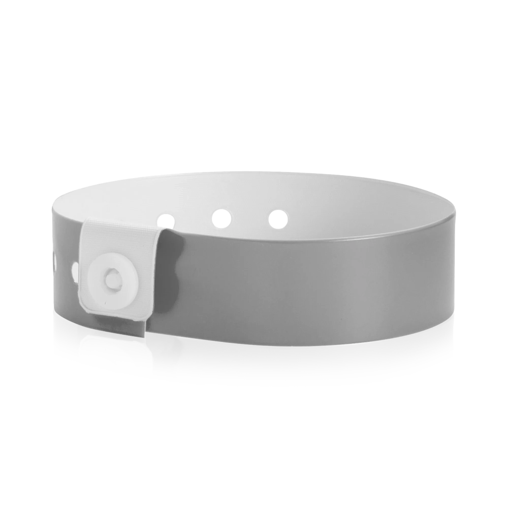 vinyl regular wristband in silver - shown in round
