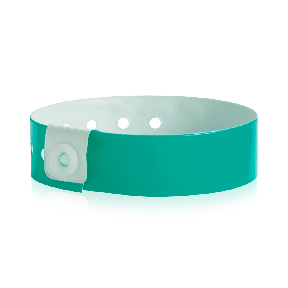 vinyl regular wristband in teal - shown in round