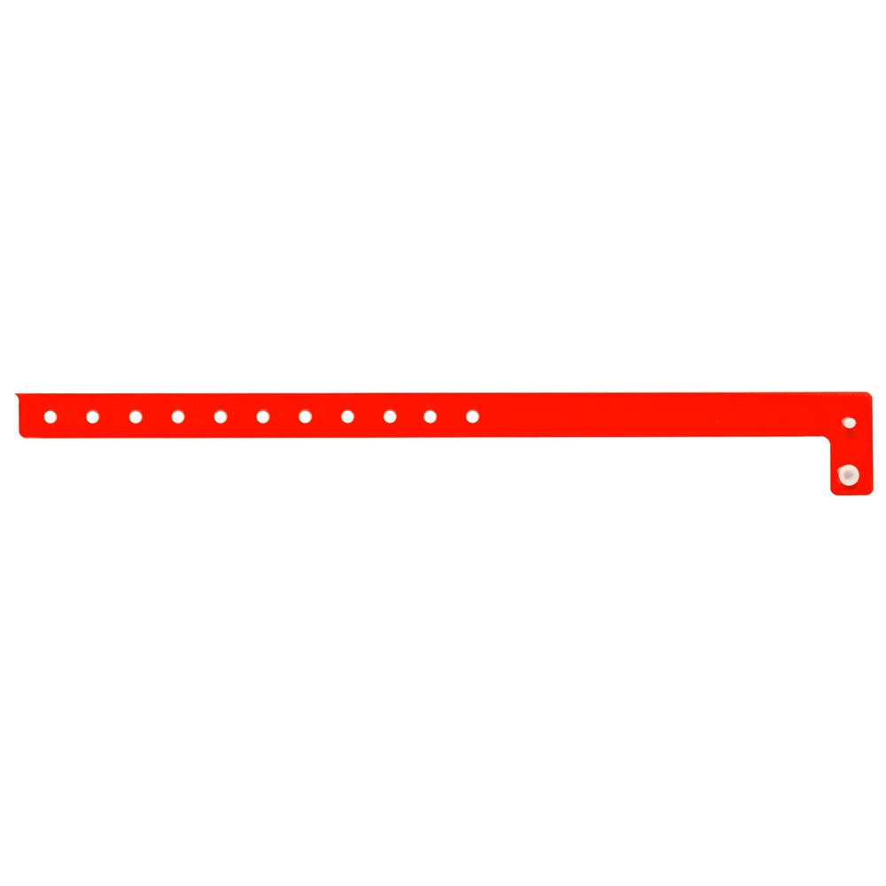 vinyl slim wristband in neon red - shown in flat 