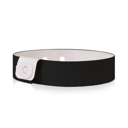 vinyl slim wristband in black - round version shown 