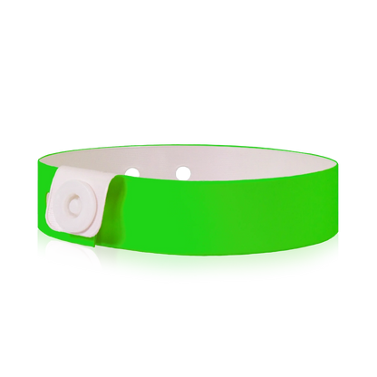 vinyl slim wristband in neon green - shown in round
