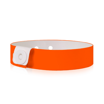vinyl slim wristband in neon orange - shown in round
