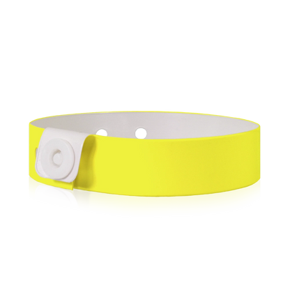 vinyl slim wristband in yellow - shown in round