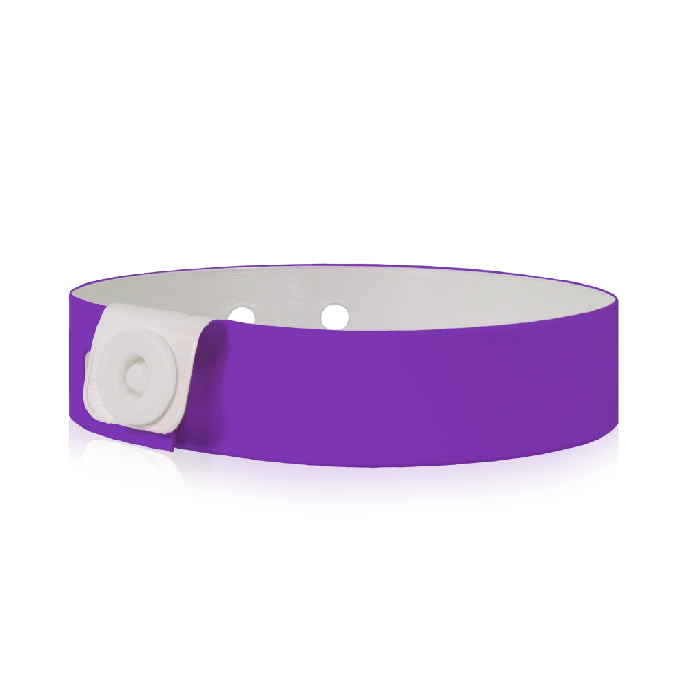 vinyl slim wristband in purple - round version shown 