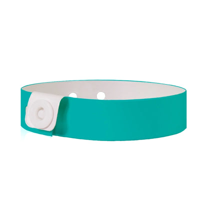 vinyl slim wristband in teal - round version shown 