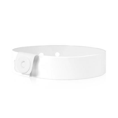 vinyl slim wristband in white - round version shown 