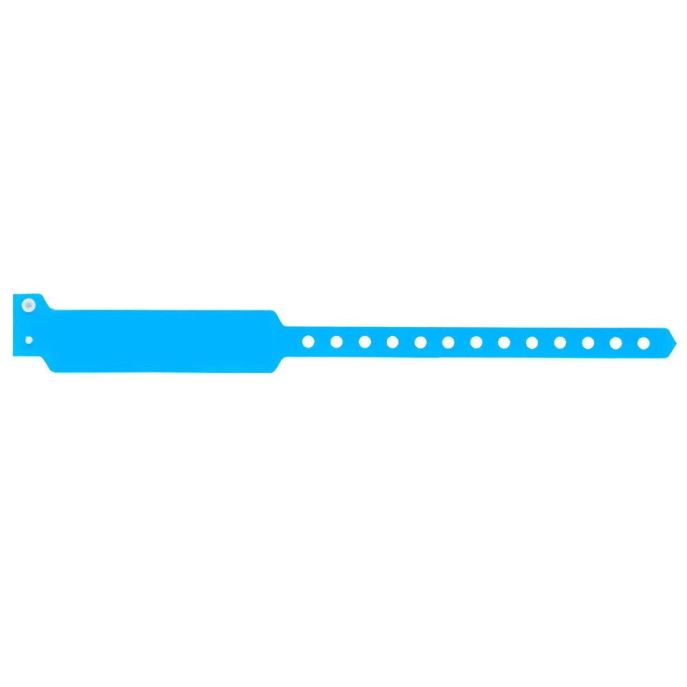 vinyl wide face wristband in neon blue - flat version shown 