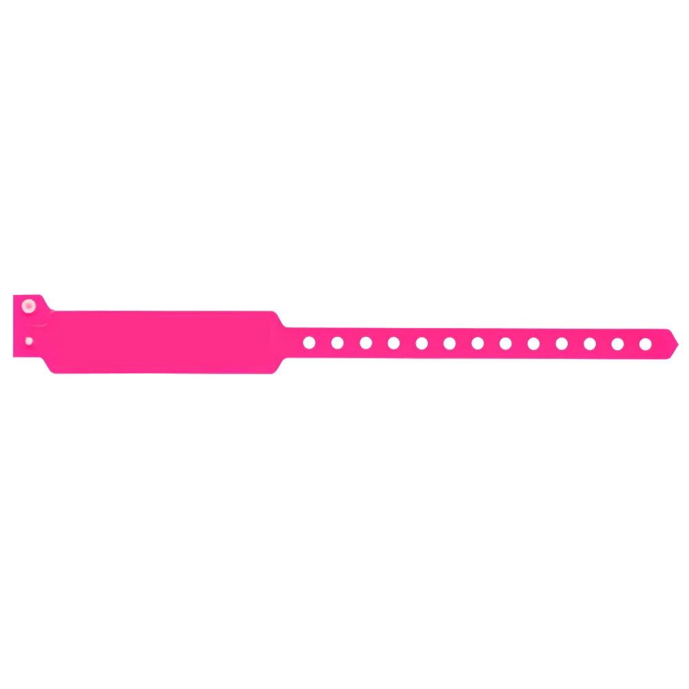 vinyl wide face wristband in neon pink - flat version shown 