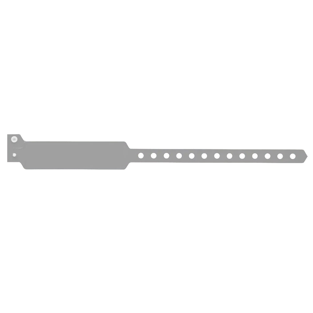vinyl wide face wristband in silver - flat version shown 